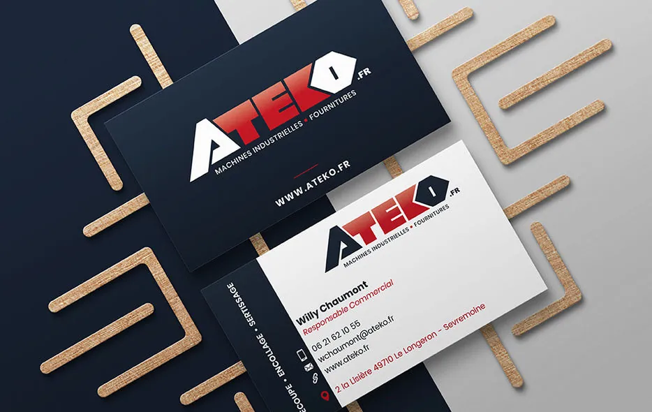 Cartes de visite ATEKO au nouveau logo rouge et noir
