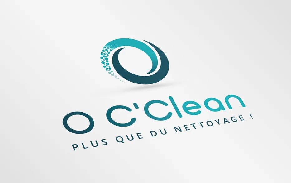Logo O C'Clean « Plus que du nettoyage ! » en bleu canard