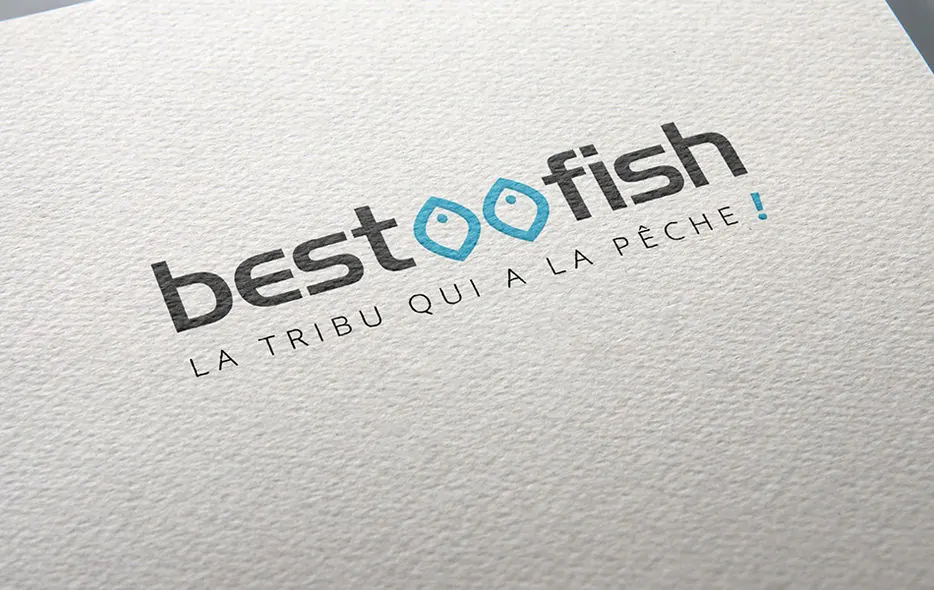 Logo Bestoofish « La tribu qui a la pêche ! » en gris et bleu