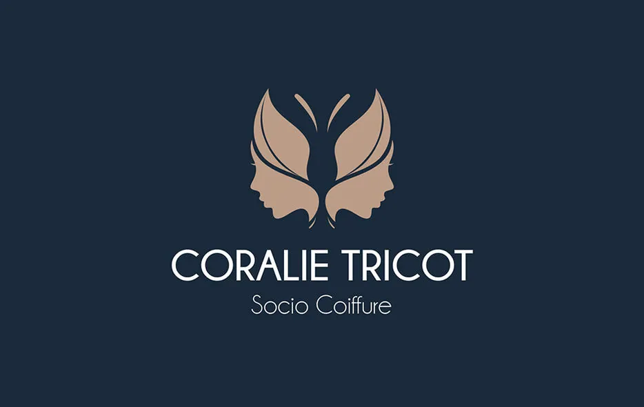 Logo Coralie Tricot Socio Coiffure, deux profils en forme de papillon