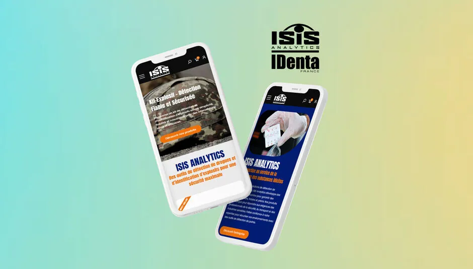 Site e-commerce ISIS Analytics affiché sur deux smartphones