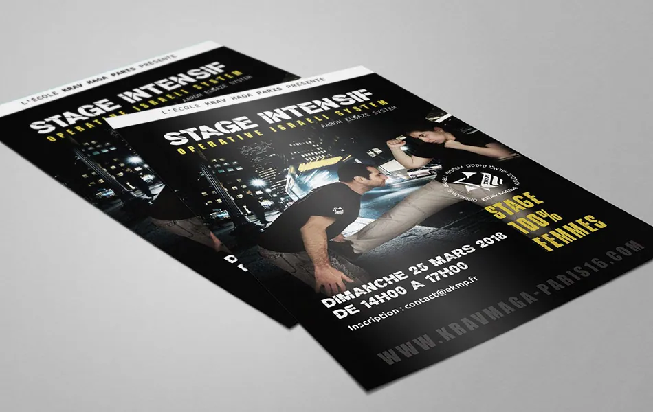 Affiches Krav Maga Paris annonçant un stage intensif 100 % femmes