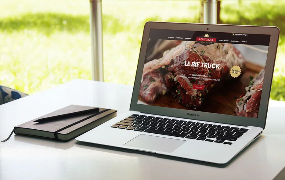 Site internet du Bif Truck affiché sur un ordinateur portable