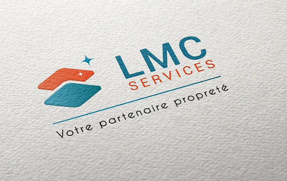 Logo LMC Services « Votre partenaire propreté » en orange et bleu
