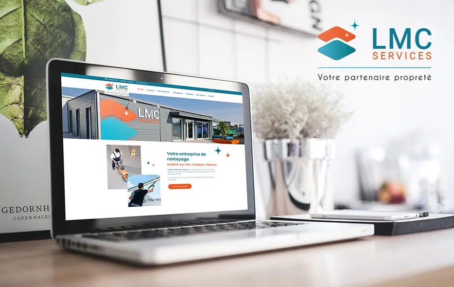 Site internet de LMC Services affiché sur un ordinateur portable