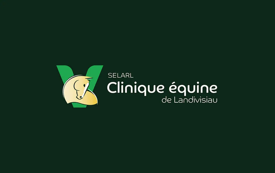 Logo modernisé de la Clinique équine de Landivisiau, vert et jaune