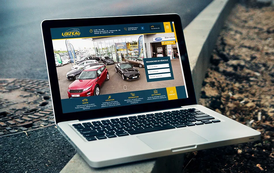 Site internet du Garage Loizeau affiché sur un ordinateur portable