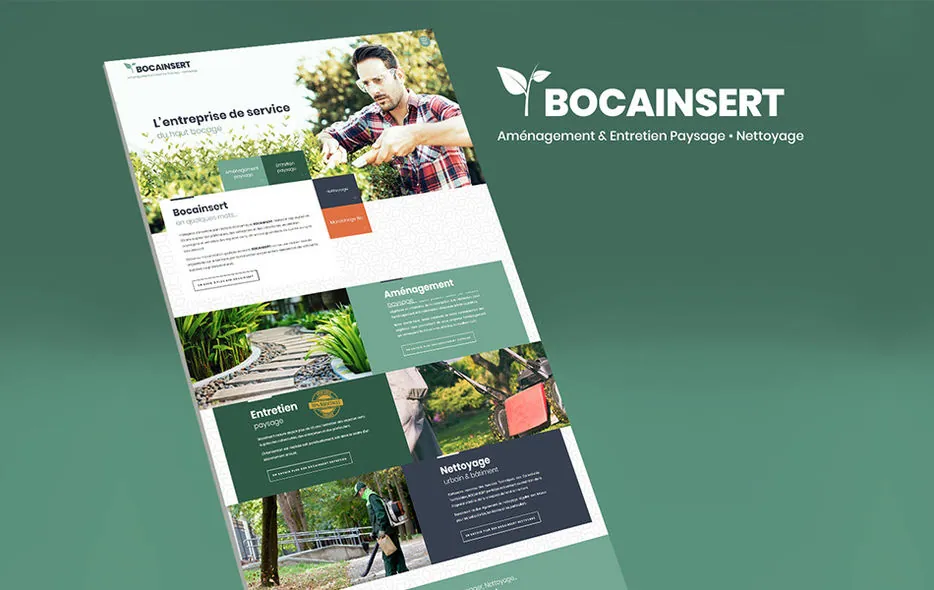 Pages du site Bocainsert : aménagement et entretien paysage, nettoyage