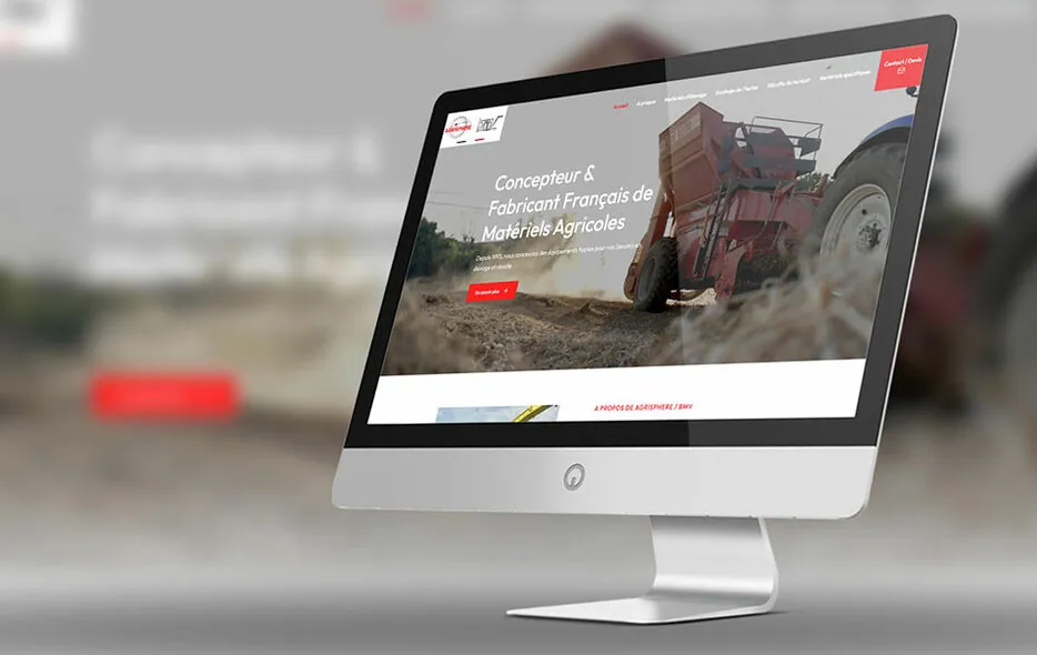 Site AGRISPHERE, concepteur et fabricant français de matériel agricole, sur écran