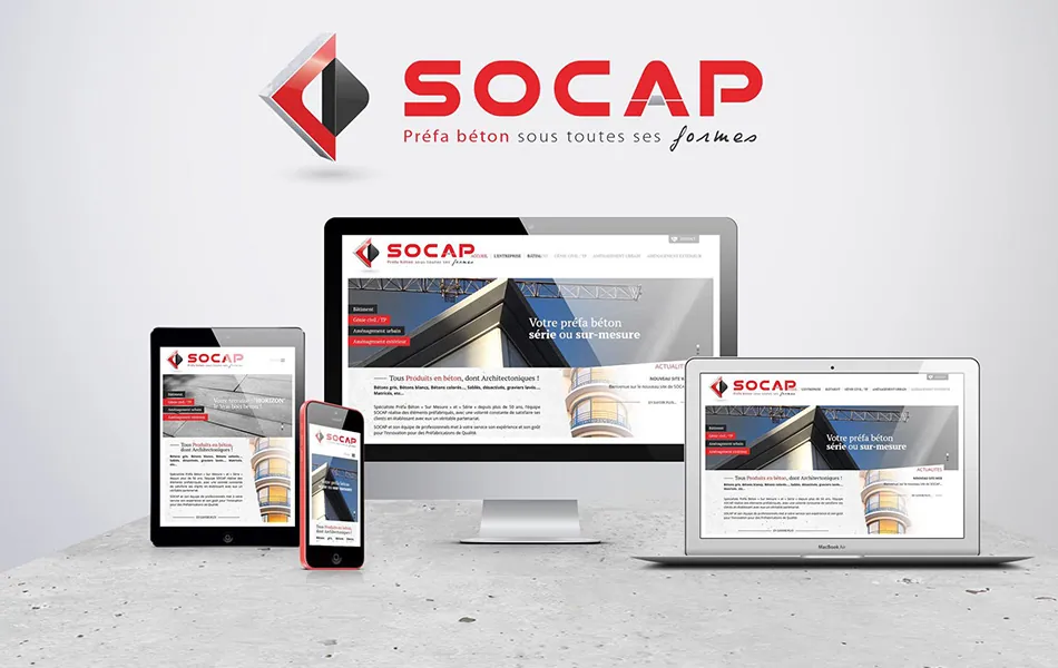 Site internet SOCAP sur ordinateur, tablette et smartphone