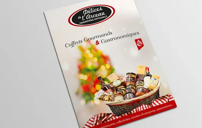 Plaquette de fin d'année Délices de l'Arceau : coffrets gourmands et gastronomiques
