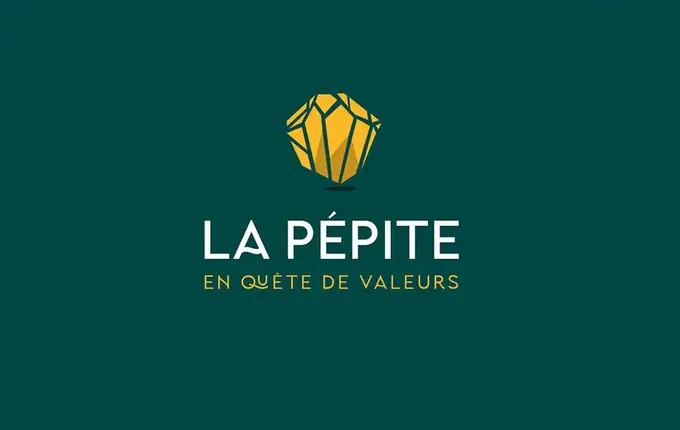 Logo de la bière La Pépite en jaune doré sur fond vert