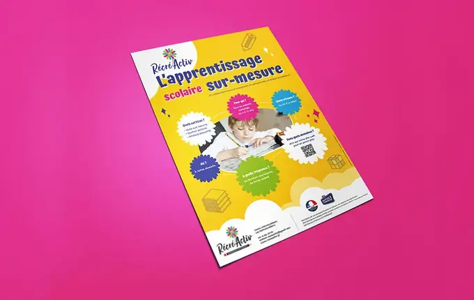 Affiche promotionnelle RécréActiv « L'apprentissage scolaire sur-mesure »