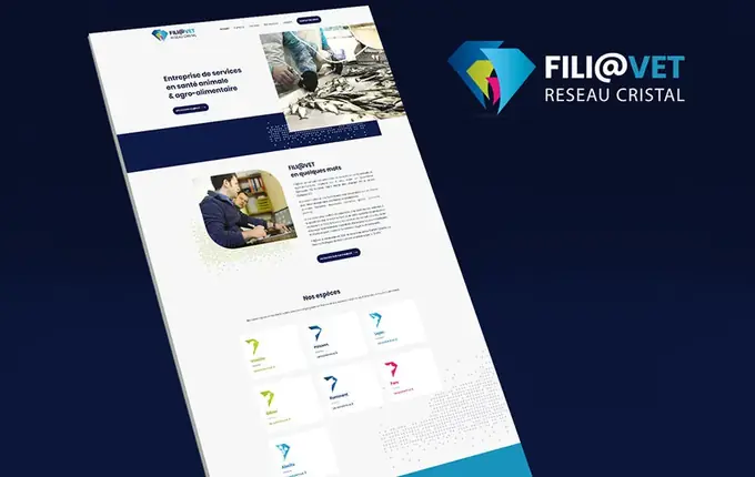 Site internet de Filiavet, membre du réseau Cristal, présenté en perspective