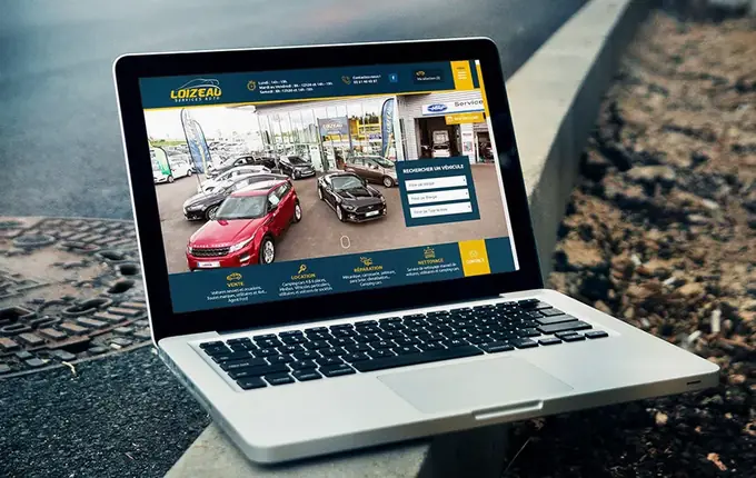 Site internet du Garage Loizeau affiché sur un ordinateur portable