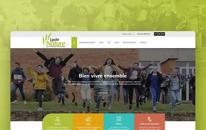 Page d'accueil du site du Lycée Nature « Bien vivre ensemble »