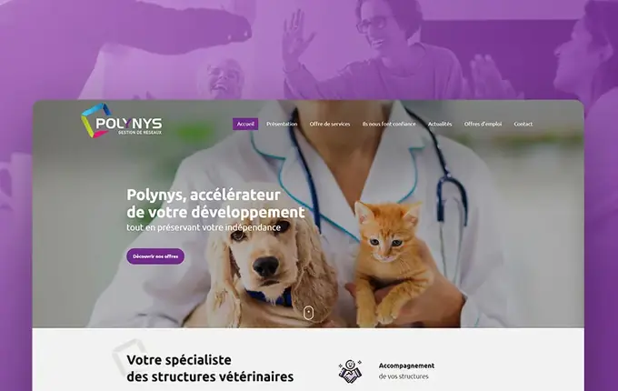Page d'accueil du site de Polynys, accélérateur de développement des structures vétérinaires