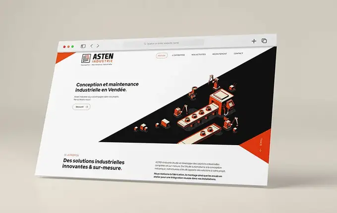 Page d'accueil du site d'ASTEN Industrie, conception et maintenance industrielle en Vendée