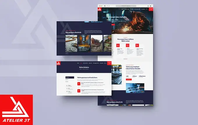 Pages du site Atelier 3T, tôlerie et mécano-soudure, présentées en mosaïque
