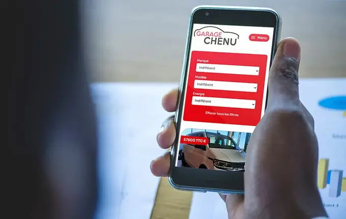 Site du Garage Chenu sur smartphone, moteur de recherche de véhicules