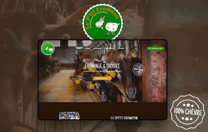 Site du P'tit Fromton, fromages et yaourts de chèvre, avec son logo