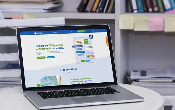 Site de Nutree, expert de l'étiquetage nutritionnel par calcul, sur ordinateur portable
