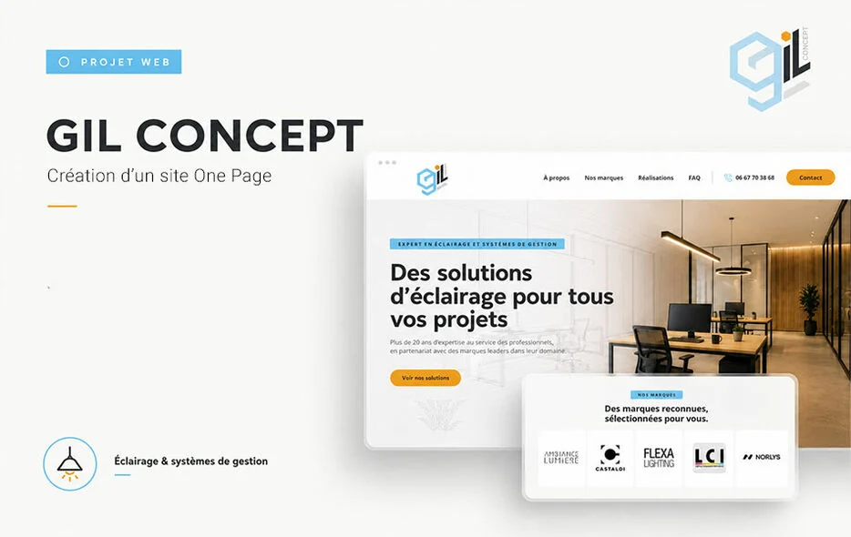 GIL CONCEPT : site one page sur l'éclairage professionnel